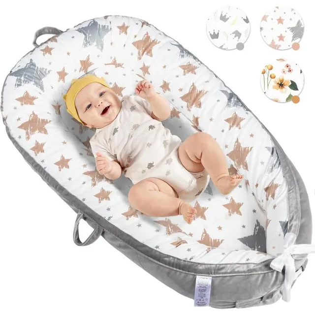 Little Story Soft Breathable Newborn Lounger Bed - Galaxy Grey