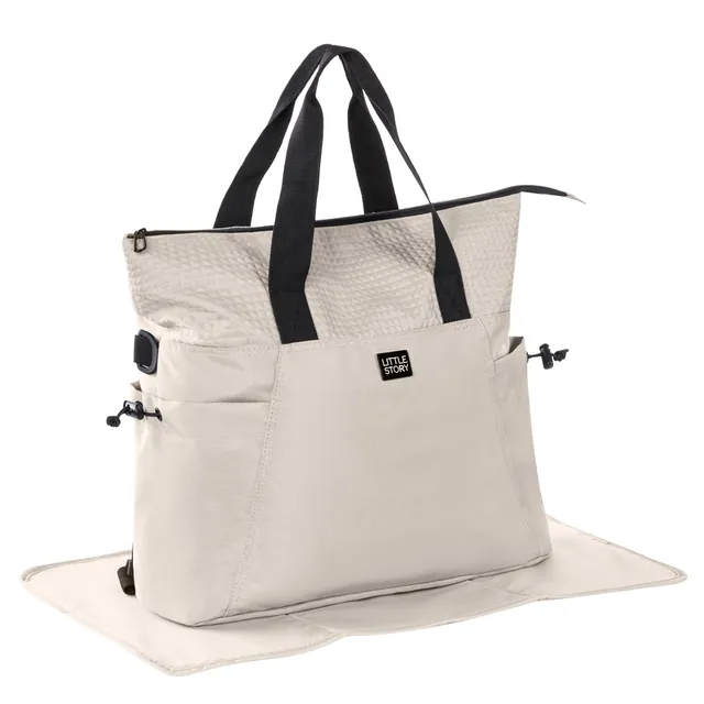 Little Story - Beige Mommy Diaper Bag W/ Changing Mat