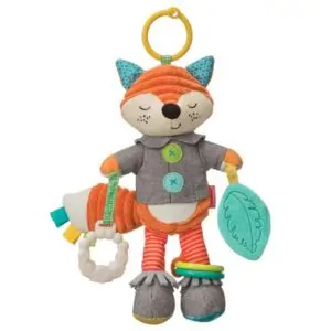Infantino Go Gaga Playtime Pal Fox - Teether Toy with Textures, Rattles, Crinkle, 0M+
