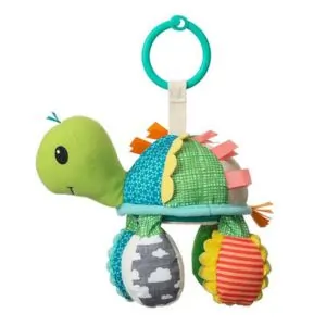 Infantino Go Gaga Turtle Mirror Pal, Mirrored Belly, Two Textured Sensory Ball Feet, Easy To Link To Strollers, 0 Months+, 19 x 10 x 28 cm - Multicolor