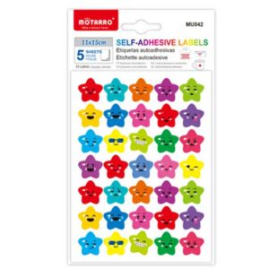 MOTARRO Adhesive Labels MU042 – Star Shaped Sticker Labels for Kids, School & Craft Projects – Self-Adhesive Reward & Decorative Stickers
