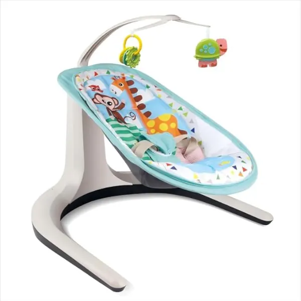 Yaya Duck Babylove 2-in-1 Baby Rocking Chair & Trampoline – Multifunctional Infant Bouncer with Music & Vibration, Adjustable Recline, 360° Swivel Seat & Removable Toy Bar – Ages 0m+