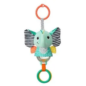 Infantino Light Chime Elephant Sensory Rattle | Multicolor Baby Developmental Toy 0 Months+ | Soft Plush Rattle for Sensory & Motor Skill Play