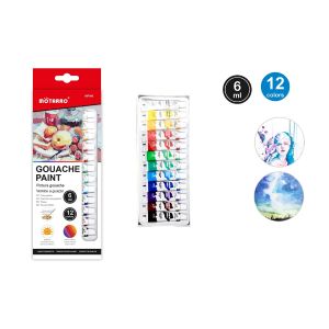 MOTARRO Gouache Paint Set MP049 – 12 Vibrant Opaque Water-Based Colors for Artists, Students, and Beginners