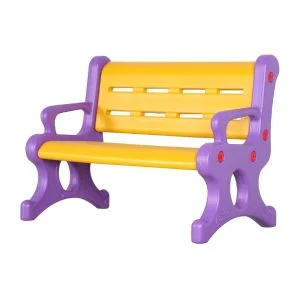 AL ARQAM Children’s Plastic Bench for Kindergarten – Durable Indoor School Furniture, 80x48x60cm – Safe, Comfortable Seating for Kids –  Yellow & Purple