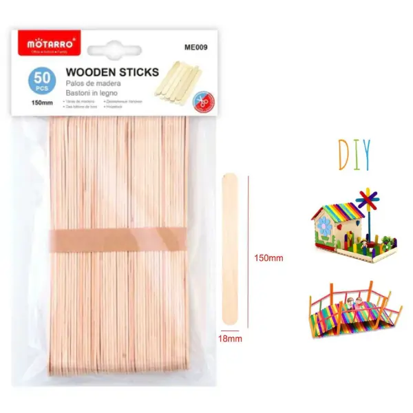 MOTARRO ME009 Wooden Stick, Natural Craft & DIY Sticks for School, Art & Home Projects