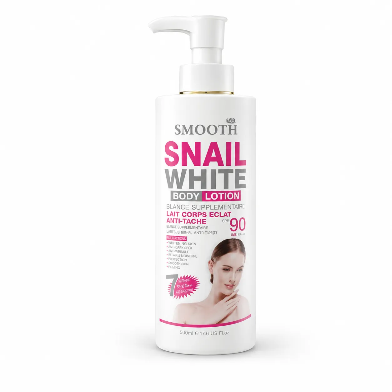 SMOOTH Snail White Body Lotion 500ml + 500ml Double Pack – Skin Brightening, Firming & Hydrating Lotion with Snail Extract for All Skin Types