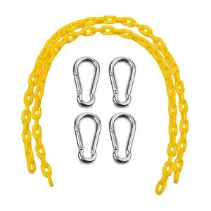 AL ARQAM 200cm Heavy Duty Coated Swing Chain & Carabiner Set - 2 Chains, 4 Quick Links, Anti-Rust Playground Accessories for Swing Set/Tree Swing - Yellow