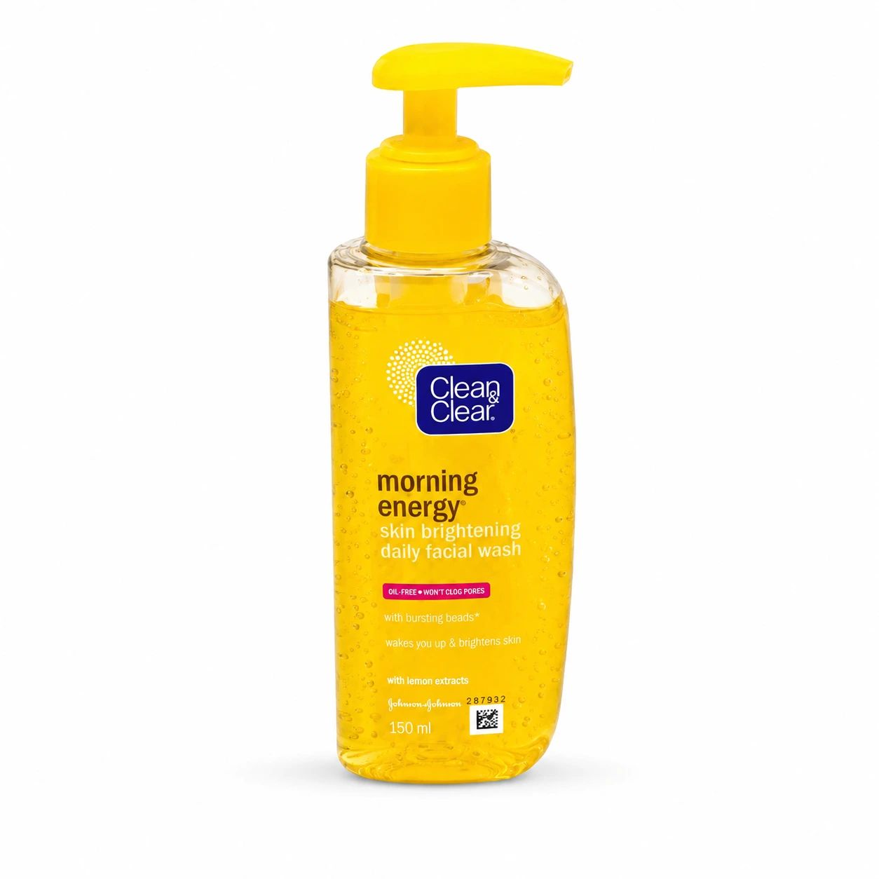 Clean & Clear Morning Energy Skin Brightening Daily Facial Wash, Oil-Free Face Wash with Lemon Extract, 150ml(24PCS/CTN)