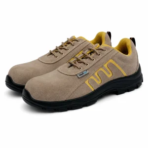 Vaultex SAQ Suede Leather Steel Toe Shoes for Men | Anti-Slip, Oil Resistant Industrial Work Shoes | Beige Yellow