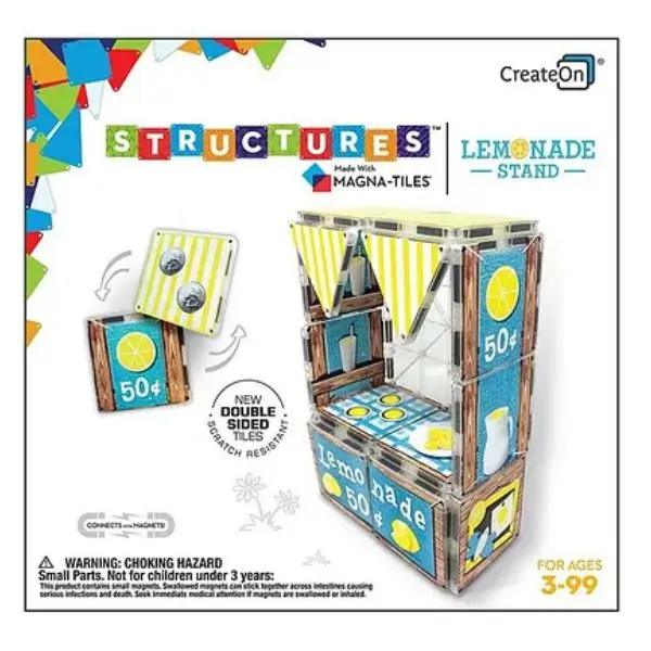 MAGNA-TILES Dollars & Cents Lemonade Stand, Entrepreneurial Skills, Colorful, Nontoxic, BPA Free, 6 Years+, 7.62 x 7.62 x 7.62 cm - 17 Pieces