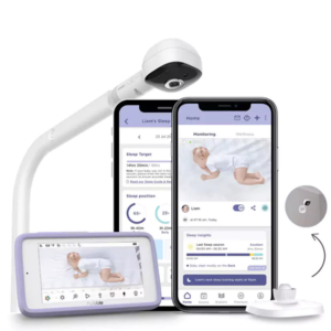 Hubble SkyVision AI Pro with Adjustable Crib Mount - 5" Parent Unit, AI Covered Face/Rollover Alert, Sleep Analytics, 0M+