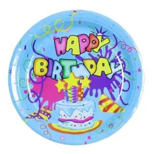 Italo Unicorn Themed Party Plates 17.78cm(PACK OF 6) - Disposable Round Blue Plates for Birthday, Quick Cleanup