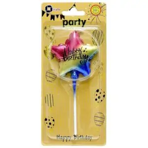 Italo Happy Birthday Star Candle, Multi-Colour, 3+ Years, Wax Cake Topper for Parties & Celebrations