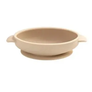 Bibado Silicone Suction Bowl, Strong Suction Base, Curved Scoop Design, BPA Free Silicone, 6 Months to 3 Years, 19.2 x 10cm - Fawn