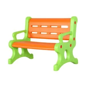 AL ARQAM Children’s Plastic Bench for Kindergarten – Durable Indoor School Furniture, 80x48x60cm – Safe, Comfortable Seating for Kids –  Orange & Green