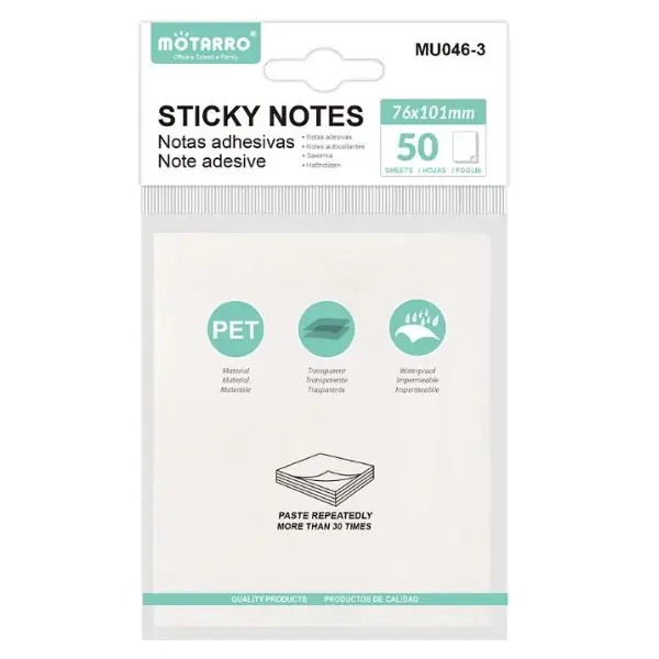 MOTARRO MU046-3 Sticky Notes, Self Adhesive Memo Note Pads for Office, School, Study & Home Use