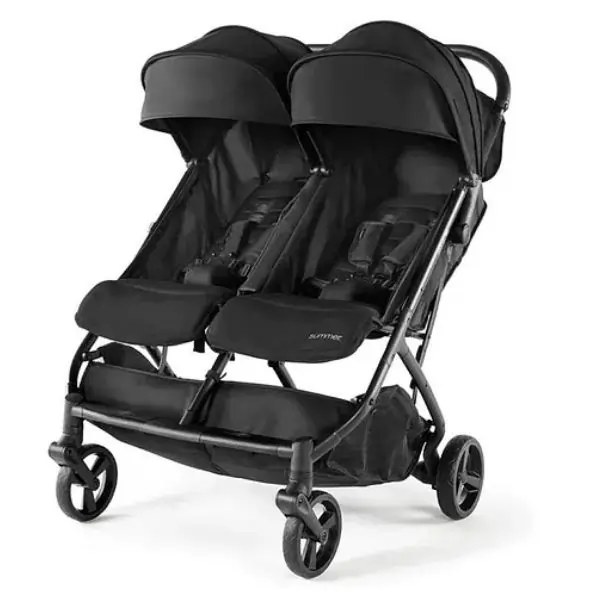Ingenuity 3Dpac CS+ Compact Fold Double Stroller, Black – Side-by-Side, 5-Point Harness, for 6M+