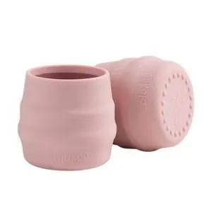 Bibado Sippit Silicone Trainer Cup, Ergonomic Grip, Weighted Base, Medical-Grade Silicone, 6 Months+, Blush, 2 Pieces - 35mL Each