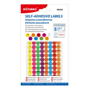 MOTARRO Adhesive Labels MU032 – Smile Face Sticker Labels for Kids, School & Craft Projects – Self-Adhesive Reward & Decorative Stickers