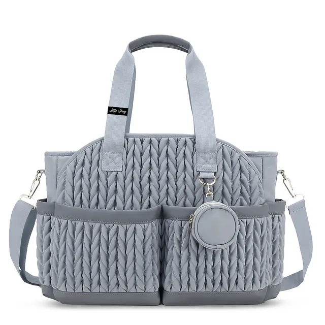 Little Story -Grey Nova Diaper Tote With Pacifier Pod Set