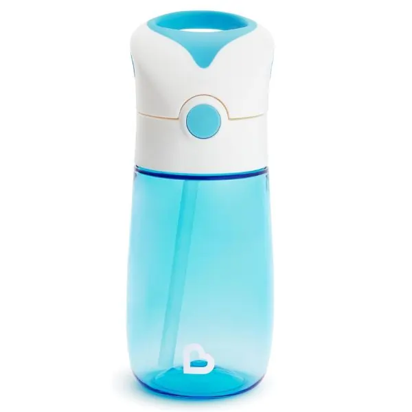 Munchkin Flip & Go Straw Cup – 12oz Spill-Proof Toddler Sippy Cup with Flip Top Lid for Easy Drinking, Blue