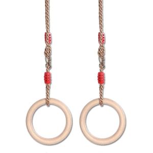 AL ARQAM Wooden Gymnastic Rings for Kids – 1 Pair Swing Rings with Adjustable Rope, Outdoor & Indoor Playground Climbing and Pull-Up Fitness Toy