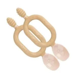 Bibado Dippit Baby Weaning Spoons, Dual-Ended Design, Ergonomic Two-Handed Grip, Oral Sensory Aid, Ideal for Self Feeding, Soothes Teething, 6 Months+, 13.5 cm, Fawn - 2 Pieces