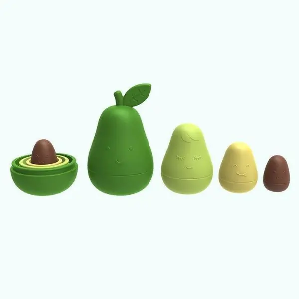 ALGO 4 PCS Silicone Avocado Stack Toy Set for Babies – Baby Stacking Blocks, Educational Toddler Toys, Safe BPA-Free Sensory Play