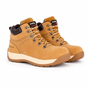 Workland MIO SBP High Ankle Protective Shoes | Industrial Work Footwear for Factory, Warehouse & Construction – Honey