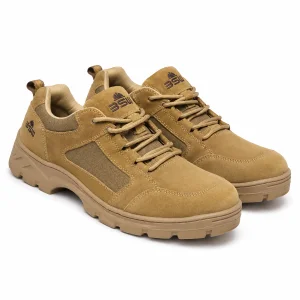 BSW Men's Heavy-Duty Safety Shoes – Premium Cow Leather Industrial Work Shoes with 200J European Standard Steel Toe Cap & Nail-Proof Metal Midsole, Oil & Chemical Resistant (Tan / Beige)