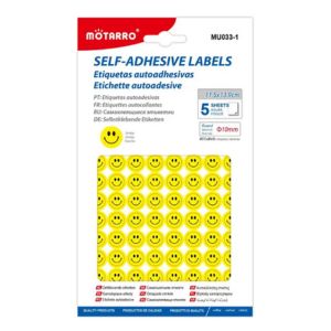 MOTARRO Adhesive Labels MU033-1,  Smile Face Sticker Labels for Kids, School & Craft Projects – Self-Adhesive Reward & Decorative Stickers