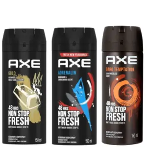 Axe Deodorant Body Spray 150ML – 48 Hours Long-Lasting Odour Protection & Irresistible Fragrance – Assorted Variants(72PC/CTN)