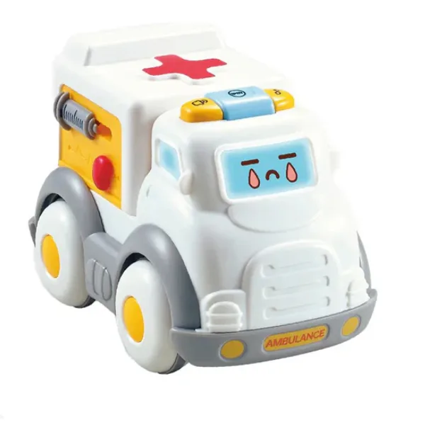 Youleen Mini Ambulance Toy Car 19+Months – Toddler Town Vehicle, Friction Powered Emergency Rescue Toy