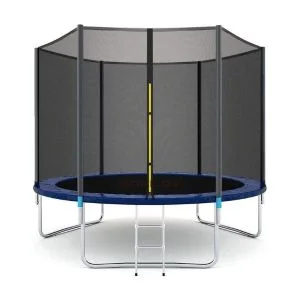 AL ARQAM 10ft Kids Trampoline with Safety Enclosure - Outdoor Round, UV-Resistant Jump Mat, Black/Blue