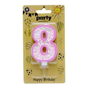 Italo 8th Birthday Vibrant Foam Ball Filled Candle – Attractive Cake Topper Number 8 Design for Kids Party