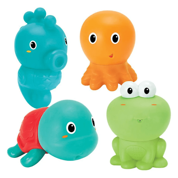 Infantino Senso Plug & Squirt Aquarium Bath Toys, Interchangeable, Easy Clean - 0M , 4Pc Set