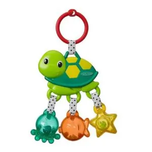 Infantino Jingle Sea Charms Turtle Rattle - Clip-On Stroller/Car Seat Toy for Babies, Multicolor, 0M+