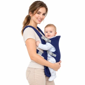 Adjustable Front Baby Carrier, Baby Wearing Carrier with Shoulder Straps, Side Buckles & Upper Support Panel, Infant Front Carry Carrier, Red
