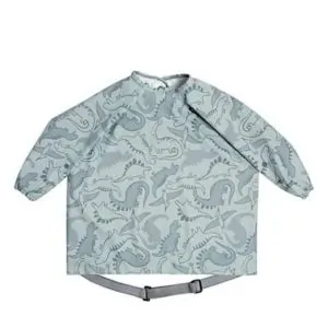 Bibado Long Sleeve Coverall Weaning Bib, Waterproof Protection, Soft Fabric, Vibrant Design, Dino Roar Themed, 6 Months to 3 Years, 55 x 75 cm - Grey