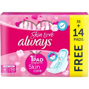 Always Pads Maxi Thick Skin Love Cottony Soft Large 50 Sanitary Pads(4PKT/CTN)