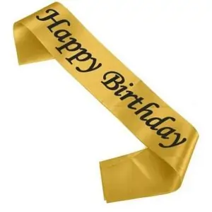 Italo Happy Birthday Sash for Girls - Elegant Gold & Jet Black Text, Durable, Unique, Ages 3+