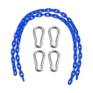 AL ARQAM 200cm Heavy Duty Coated Swing Chain & Carabiner Set - 2 Chains, 4 Quick Links, Anti-Rust Playground Accessories for Swing Set/Tree Swing - Blue