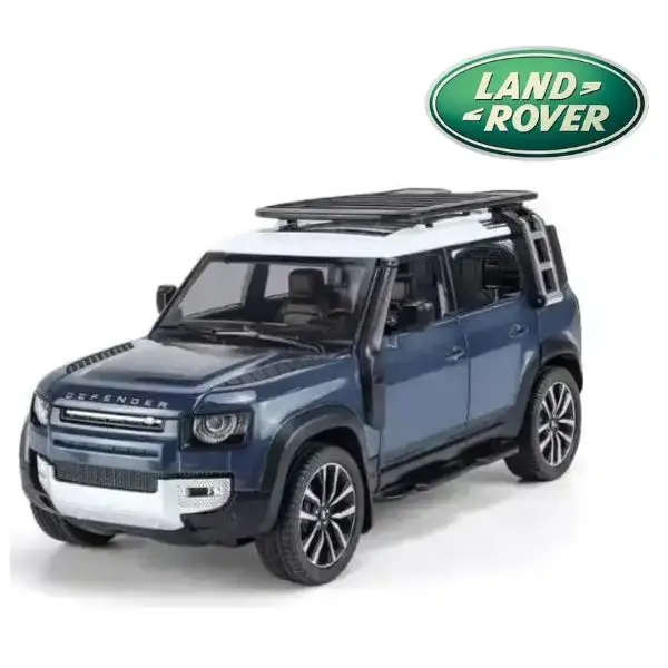 Land Rover 1:24 Official Licensed Range Rover Defender 110 Diecast Model Car – Alloy Metal SUV Collectible Toy with Opening Doors, Sound & Light for Kids & Adults (Blue)
