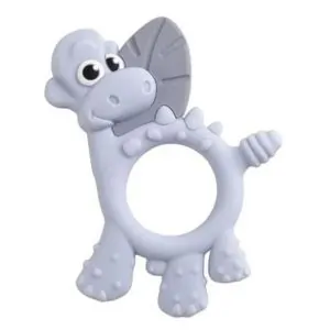 Bibado Dotty the Dinosaur Multi-Sensory Teether, Mouth Muscle Strengthening, Sensory Development, Easy Grip Design, 3 Months+, 9 x 3 cm - Mist