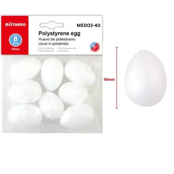 MOTARRO Polystyrene Egg ME003-40 Foam Craft Egg for DIY Art, Model Making & School Projects