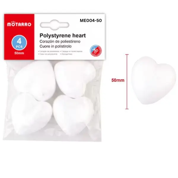MOTARRO Polystyrene Heart ME004-50 Foam Craft Heart for DIY Art, Model Making & School Projects