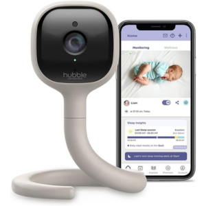Hubble AI Vision 2K UHD Smart Baby Monitor with Advanced AI Features-Covered Face/Rollover Alert, Baby Cry Detection, Advanced Sleep Insights, Nightlight and Built-in Smart Soother