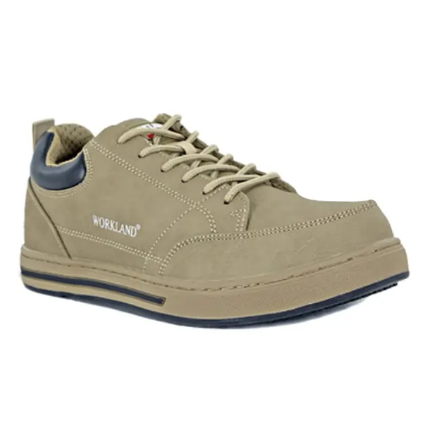 Workland SBP Anti-Slip Low Ankle Shoes for Men, Non-Metal Steel Toe, Protective Work Shoes, Beige