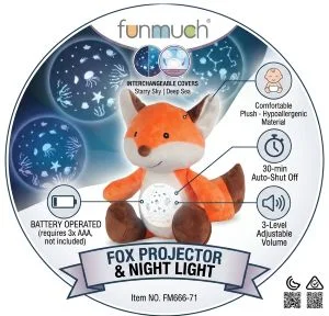 funmuch Baby Fox Plush Toy with Soft Night Light & Soothing Music, Musical Stuffed Animal Sleep Aid, Calming Sound Machine for Newborns & Infants